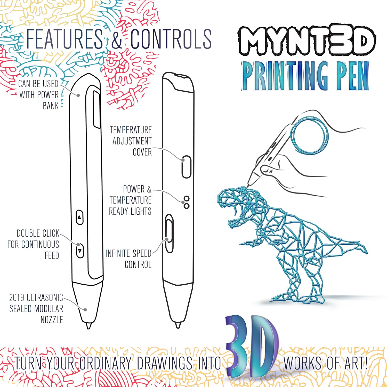  adada Hard Travel Case for MYNT3D Super / MYNT3D Professional /  MYNT3D Pro Printing 3D Pen (Only Case) : Industrial & Scientific