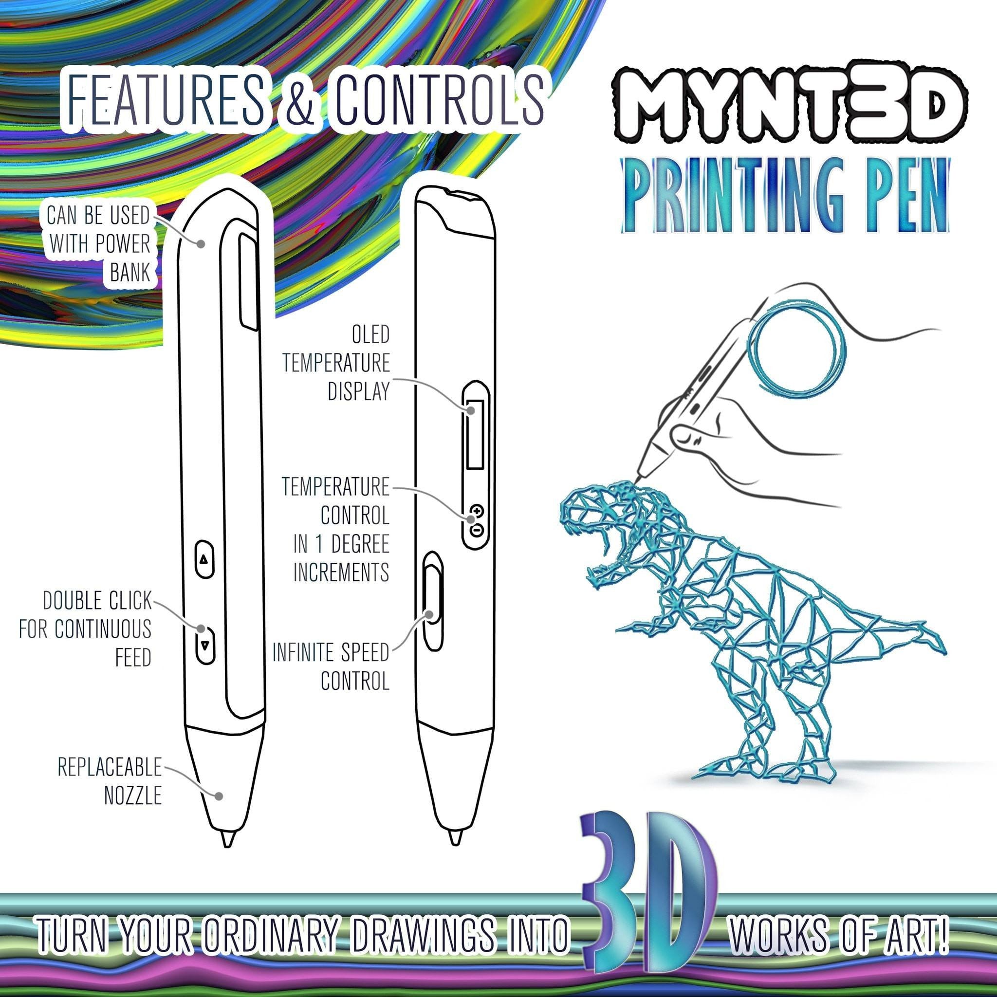 3D Drawing Pen Demo: Light Bulb, Camera, Lighter Line Art - MYNT3D