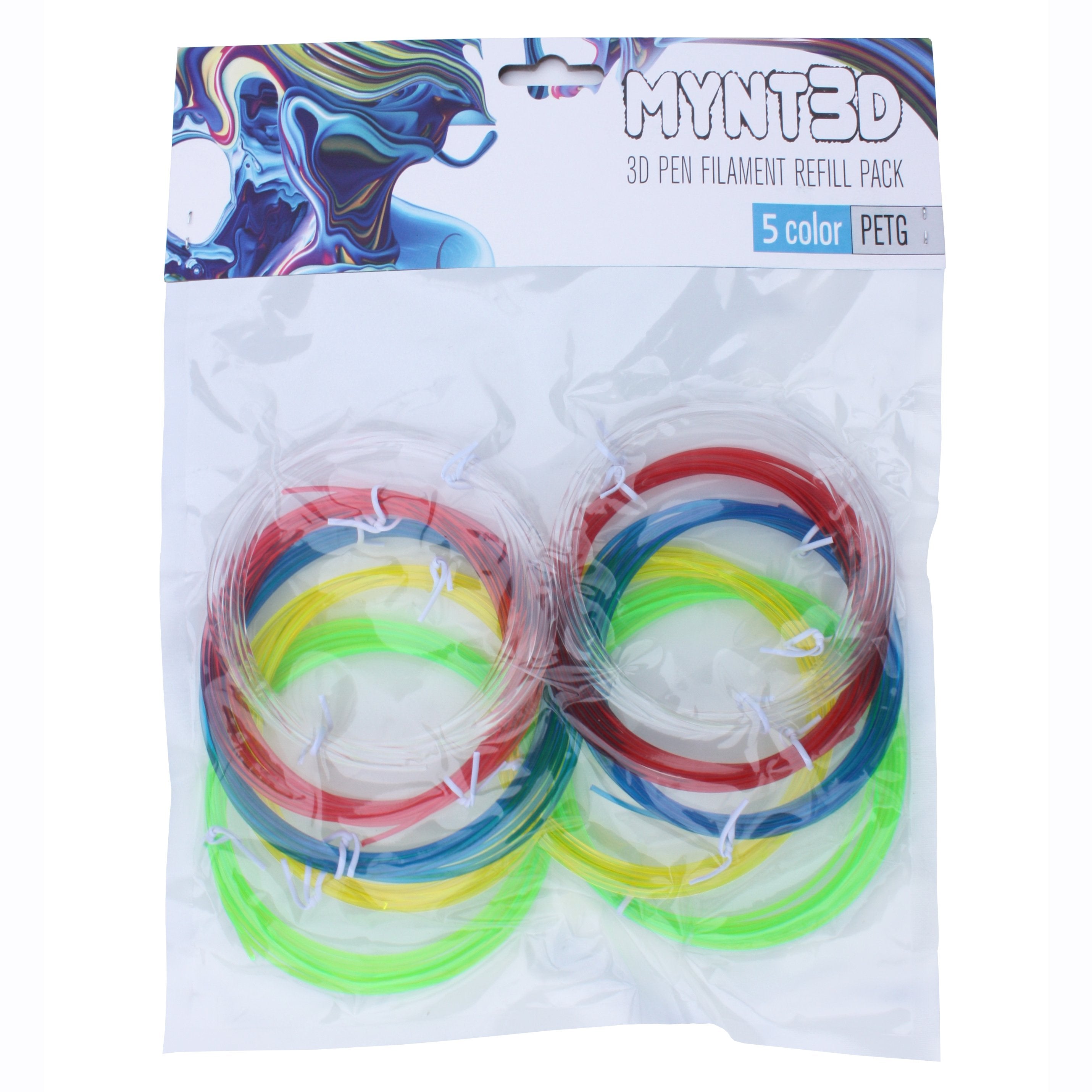 MYNT3D PLA 3D Pen Filament Refill Pack (10 color, 3m each) 